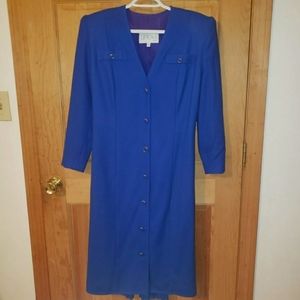 Lipton's Canada CA06161 VTG  Blue Dress Size 6 Pleated Back Chain Should…